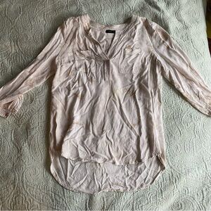 Jennie & Marlis V Neck Blouse Lightly Tie Dye 3/4 Sleeves Top